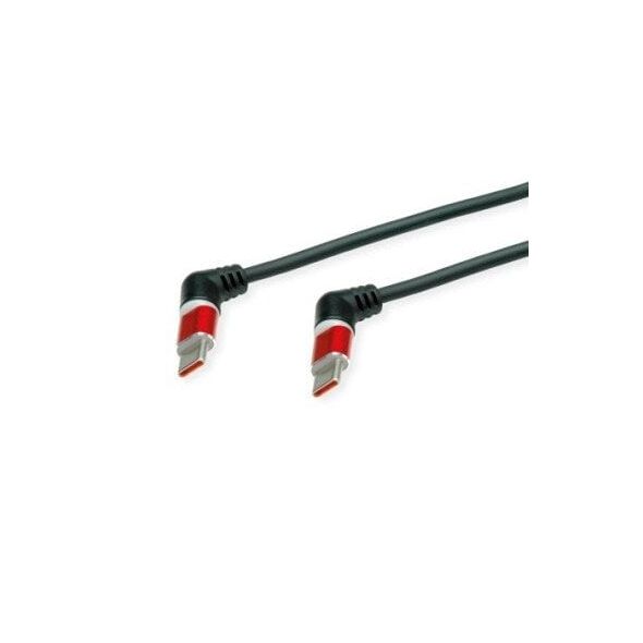 ROLINE Περιστρεφόμενο καλώδιο USB 2.0 360°, C - C, M/M, 60W, κόκκινο-μαύρο, 2 m
