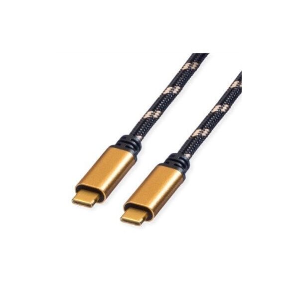Καλώδιο ROLINE GOLD USB4 Gen3x2, με Emark, C-C, M/M, 100W, μαύρο/χρυσό, 2 μ