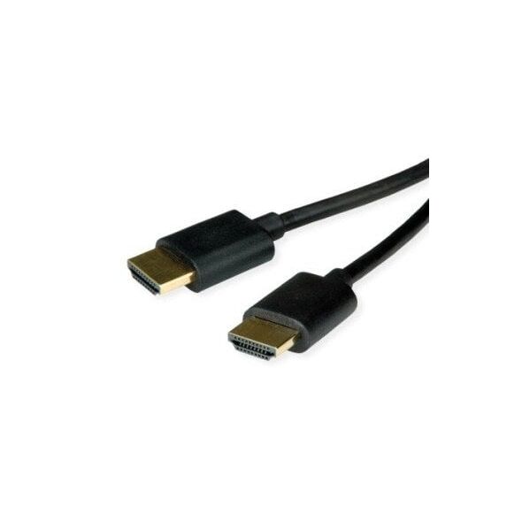 ROLINE Καλώδιο HDMI Υψηλής Ταχύτητας + Ethernet, Ultra Slim, M/M, μαύρο, 3 m
