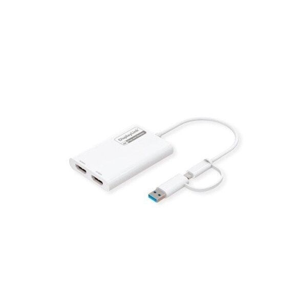 Προσαρμογέας ROLINE USB τύπου A/C, 2x HDMI, με DisplayLink, 4K60