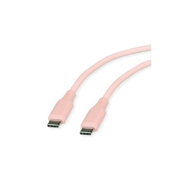 ROLINE Καλώδιο USB 2.0, C-C, M/M, 60W, σιλικόνης, ροζ, 1 m