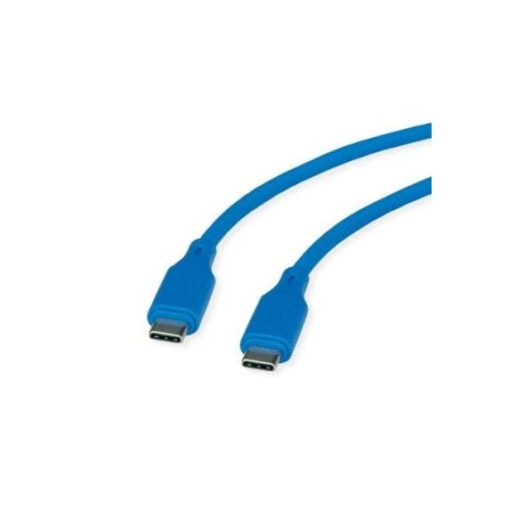 ROLINE Καλώδιο USB 2.0, C-C, M/M, 60W, σιλικόνης, μπλε, 1 μ