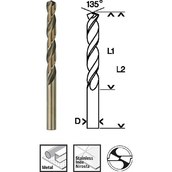 Wiertło Bosch Bosch metal twist drill HSS-Co, DIN 338, 5.5mm (10 pieces, working length 57mm)