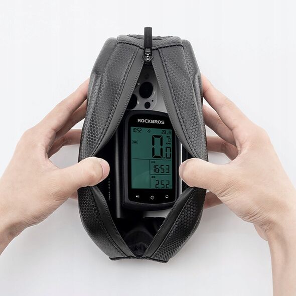 Torba rowerowa Rockbros usztywniana, na ramę, na rurę górną 1,4l – czarna