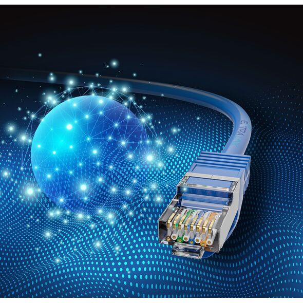 Extralink Κατηγορία 8.1 S/FTP 0,5m 40G Μπλε | Patchcord LAN | Χάλκινο καλώδιο δικτύου στριμμένο ζεύγος