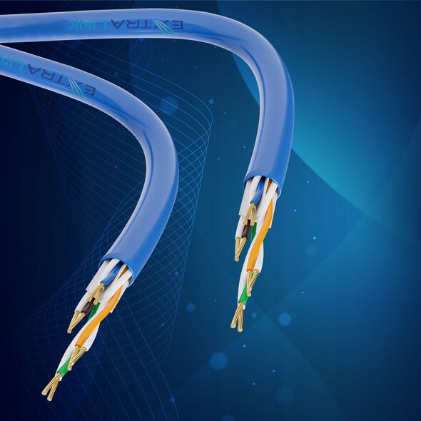 Extralink Κατηγορία 8.1 S/FTP 0,5m 40G Μπλε | Patchcord LAN | Χάλκινο καλώδιο δικτύου στριμμένο ζεύγος