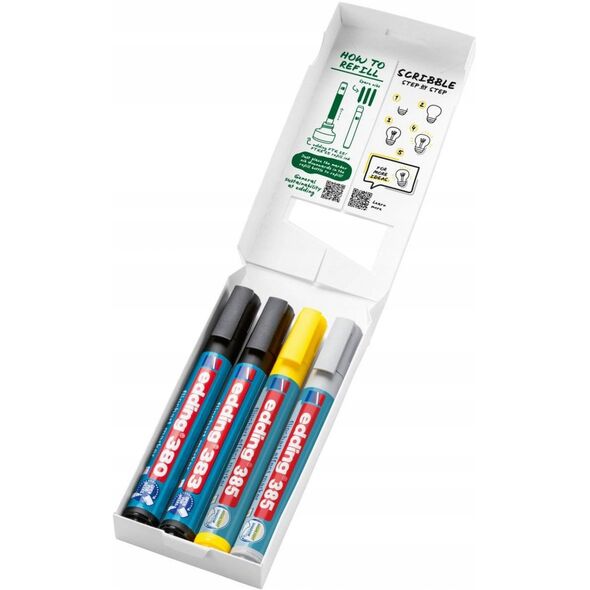 Zestaw markerów do efektów na flipchartach e-385, e-380 i e-383 EDDING, 4 szt., mix kolorów