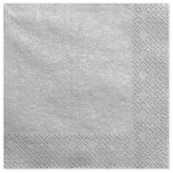 Serwetki AHA, 3-warstwowe, składanie 1/4, 33x33cm, 20 szt., srebrne