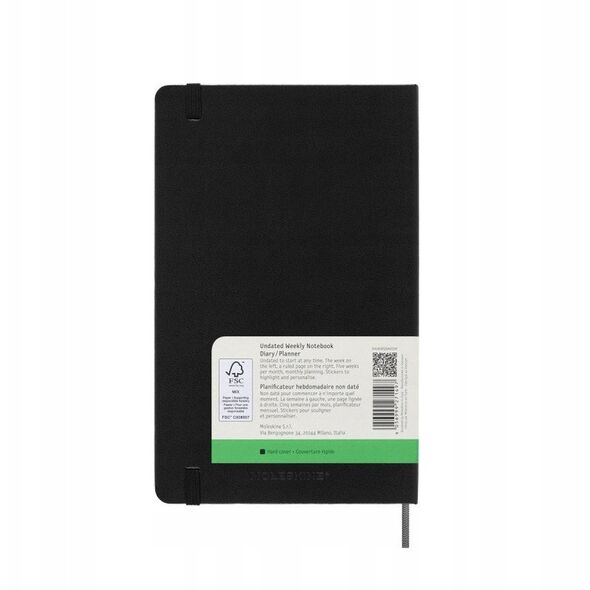Kalendarz tygodniowy MOLESKINE bez dat, L, twarda oprawa, 13x21cm, czarny