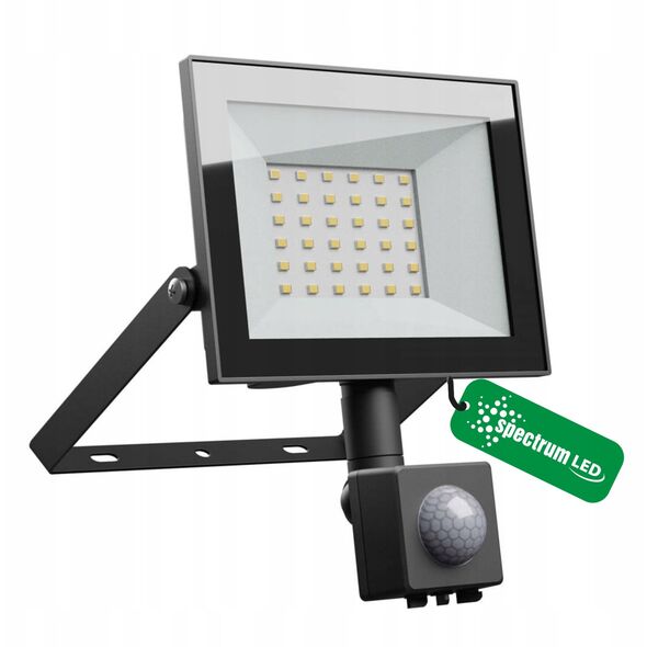 NOCTIS LUX 4 ΠΡΟΒΟΛΕΑΣ 30W NW 230V IP44 141x185x53mm ΜΑΥΡΟ αισθητήρας κίνησης PIR
