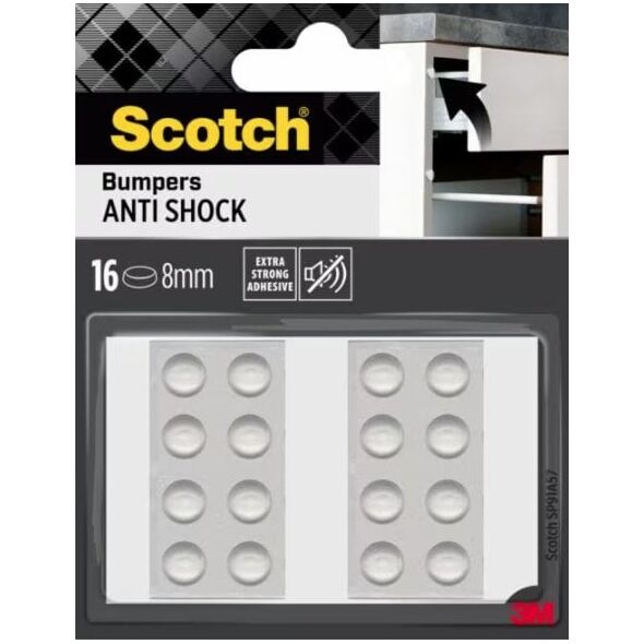 Odbojniki wygłuszające SCOTCH, samoprzylepne, okrągłe, 8mm, 16 szt., przezroczyste