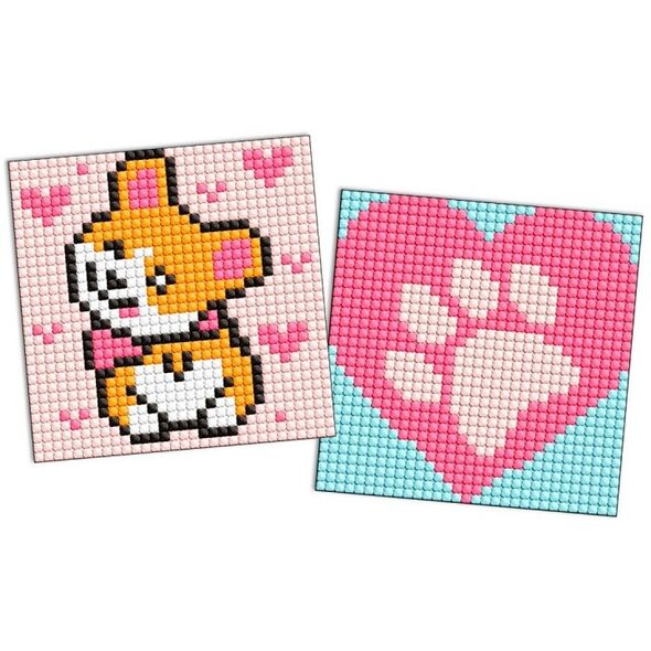 Diamentowa mozaika na naklejce IDEYKA, 9x9 cm, kids, corgi, 2 szt.