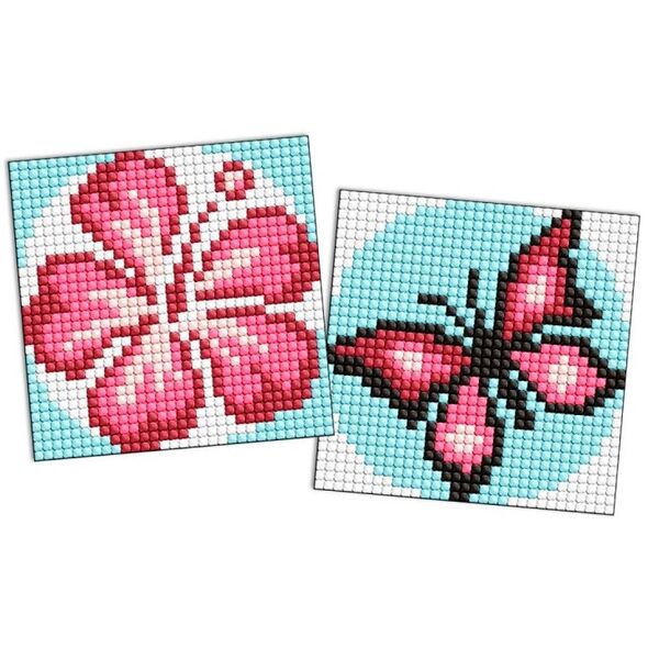 Diamentowa mozaika na naklejce IDEYKA, 9x9 cm, kids, kolor różowy, 2 szt.