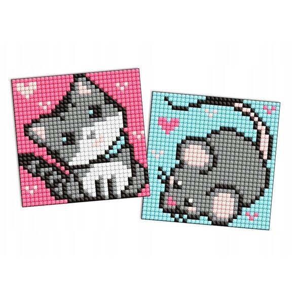 Diamentowa mozaika na naklejce IDEYKA, 9x9 cm, kids, szarzy przyjaciele, 2 szt.