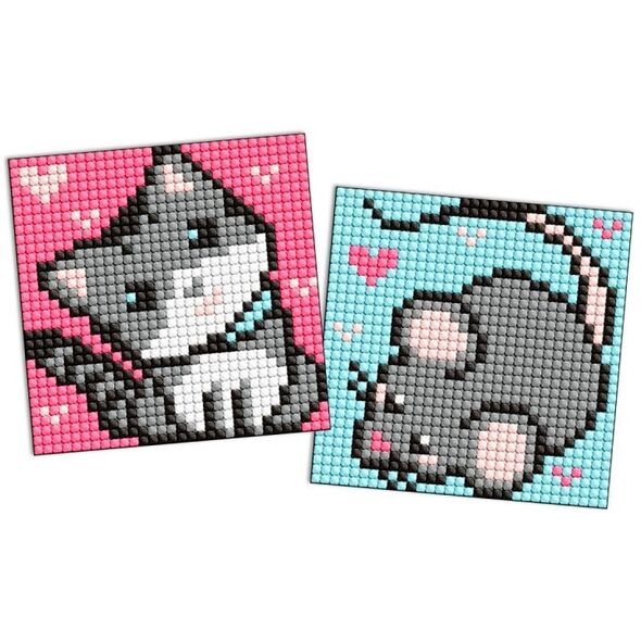 Diamentowa mozaika na naklejce IDEYKA, 9x9 cm, kids, szarzy przyjaciele, 2 szt.