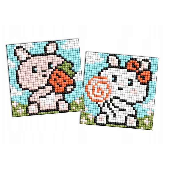 Diamentowa mozaika na naklejce IDEYKA, 9x9 cm, kids, śliczne króliczki, 2 szt.