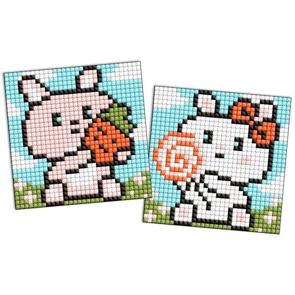 Diamentowa mozaika na naklejce IDEYKA, 9x9 cm, kids, śliczne króliczki, 2 szt.