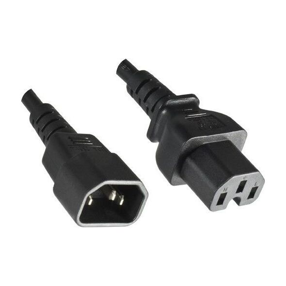 Kabel zasilający EFB EFB Warmgeräteverl. C14 180°-C15 180°,sw,2.0m,3x1.00mm