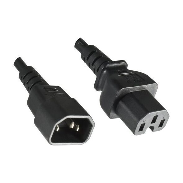 Kabel zasilający EFB EFB Warmgeräteverl. C14 180°-C15 180°,sw,3m,3x1.00mm