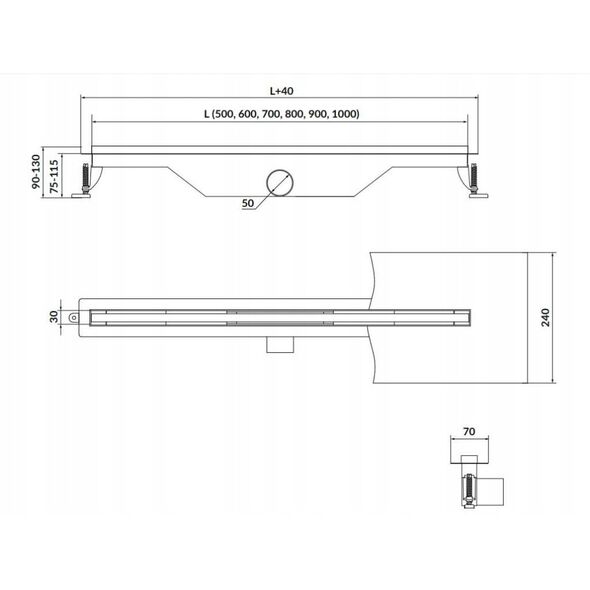 Cersanit Odpływ liniowy slim TAKO 80 stal (S907-014)