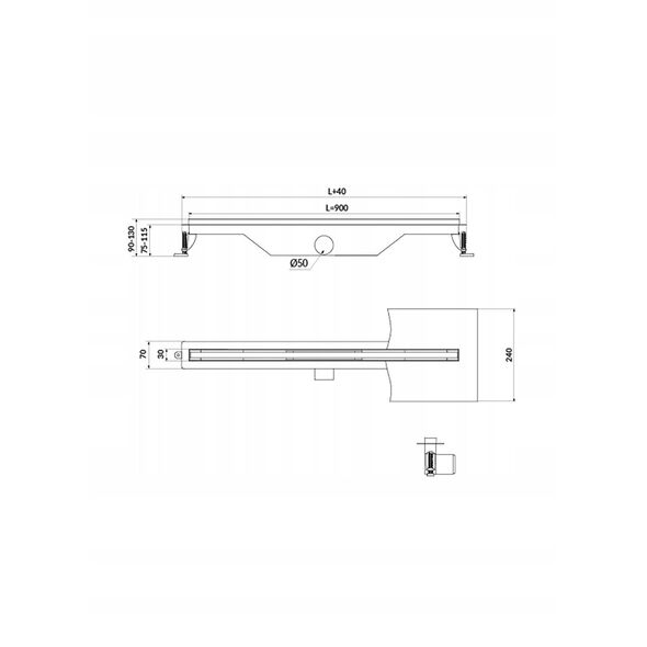 Cersanit Odpływ liniowy slim TAKO 90 stal (S907-015)