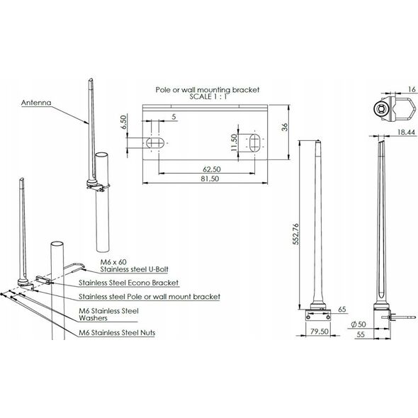 Antena Poynting Poynting Antennas LTE/GSM Mast/Wand A-OMNI-0121-V3 weiß SMA (M) 2,4dbi Rundstrahl/Wand 8m Kabel SMA-M LTE