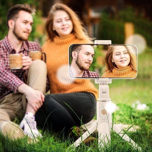 ΡοGer 2σε1 Selfie Stick + Τρίποδο Τηλεσκοπική Βάση με Ασύρματο Χειριστήριο Bluetooth Λευκό
