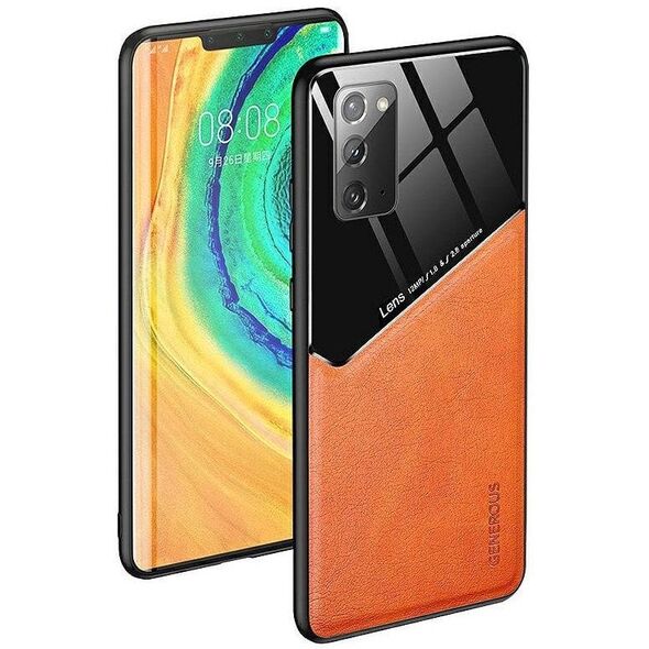 Θήκη Πλάτης Mocco Lens Leather για Apple iPhone 12 Πορτοκαλί