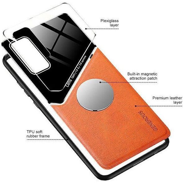 Θήκη Πλάτης Mocco Lens Leather για Apple iPhone 12 Πορτοκαλί