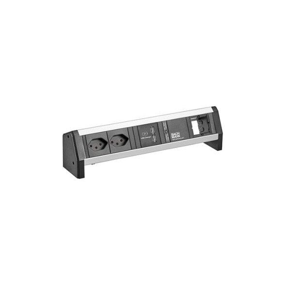 BACHMANN DESK 2xCH T13 90 1xUSB 1xCM, 1xBezpiecznik prądowy 1.0m GST18 Szwajcaria