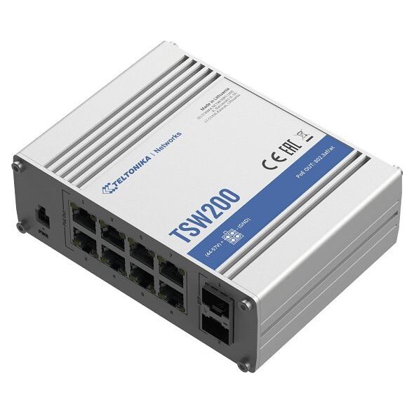 Switch Teltonika Teltonika Ethernet Switch TSW200 10/100/1000 Mbps (RJ-45), Unmanaged, Desktop, Ethernet LAN (RJ-45) ports 8
