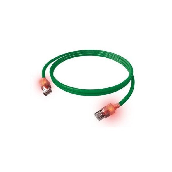 Kabel krosowy EasyLan S/FTP DualBoot LED Cat.6A, RJ45 / RJ45, LSOH, zielony, 1,5 m