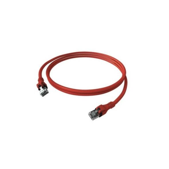 EasyLan DualBoot PushPull Patch Cable Cat.6A (Class EA), S/FTP, RJ45 / RJ45, czerwony, 1 m