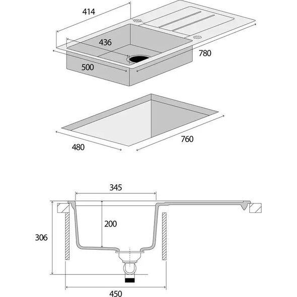 Zlewozmywak Concept DG10C45dg  kuchenny granitowy z ociekaczem CIEMNO SZARY