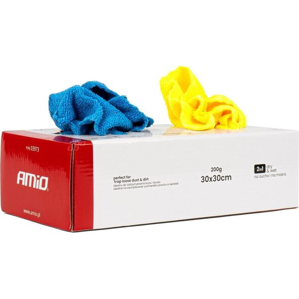 AMiO Chusteczki ściereczki z mikrofibry pudełko zestaw 30 szt. 30x30 cm 200g amio-03973