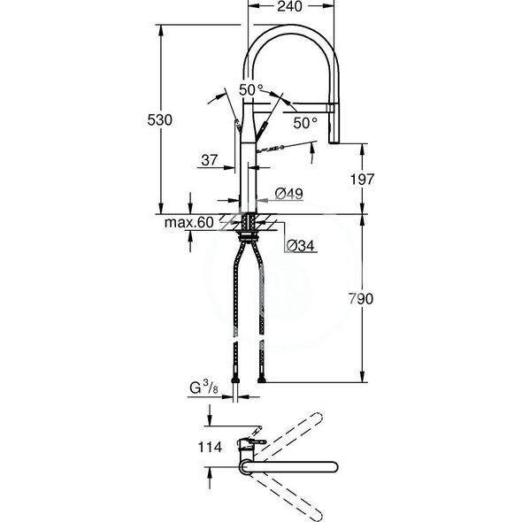 Bateria kuchenna Grohe GROHE ESSENCE STAL NIERDZEWNA.  30294DC0