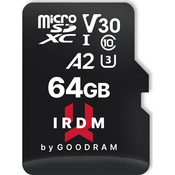 Karta GoodRam IRDM M2AA MicroSDXC 64 GB Class 10 UHS-I/U3 A2 V30 (IR-M2AA-0640R12)