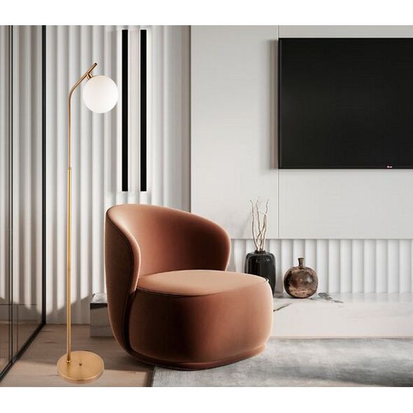 Φωτιστικό δαπέδου Venti G.LUX GT-390-1F-AB, 1 x E27, χρώμα ορείχαλκου, o20 x 160 cm, λευκός καπέλο O13cm