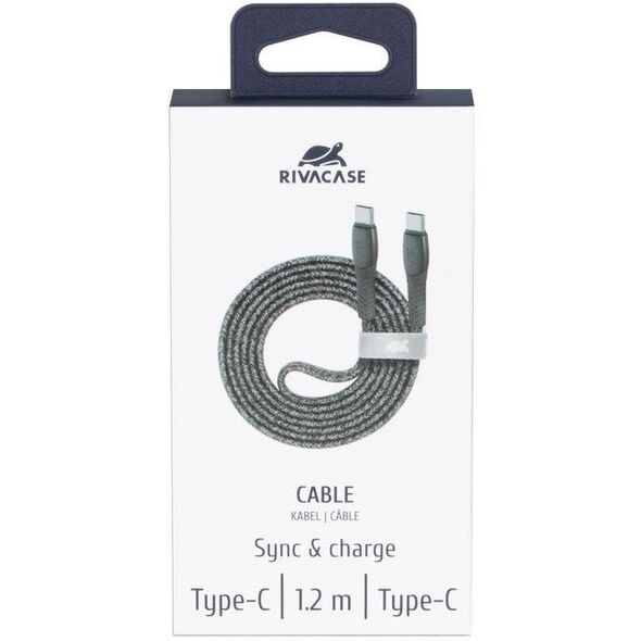 CABLE USB-C TO USB-C 1.2M/GREY PS6105 GR12 RIVACASE