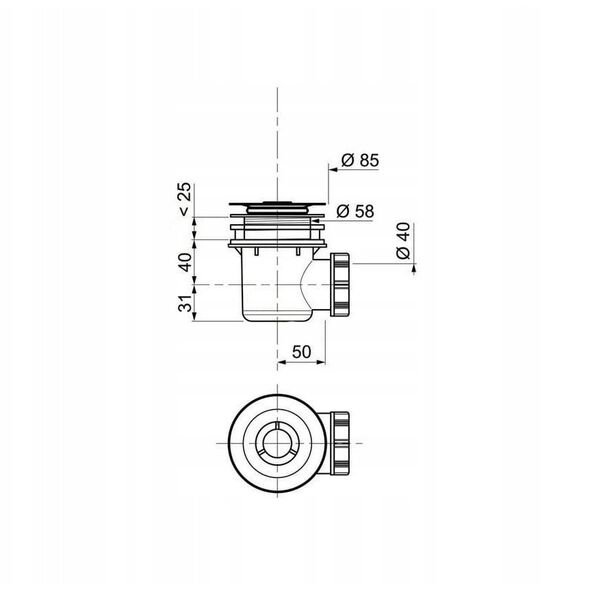 Wirquin syfon brodzikowy Tourbillon fi 60 mm czyszczony od góry, chrom 34060007