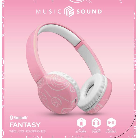 Music Sound 8018080486685 Zestaw słuchawkowy Bezprzewodowy Opaska na głowę Połączenia/muzyka Bluetooth Różowy