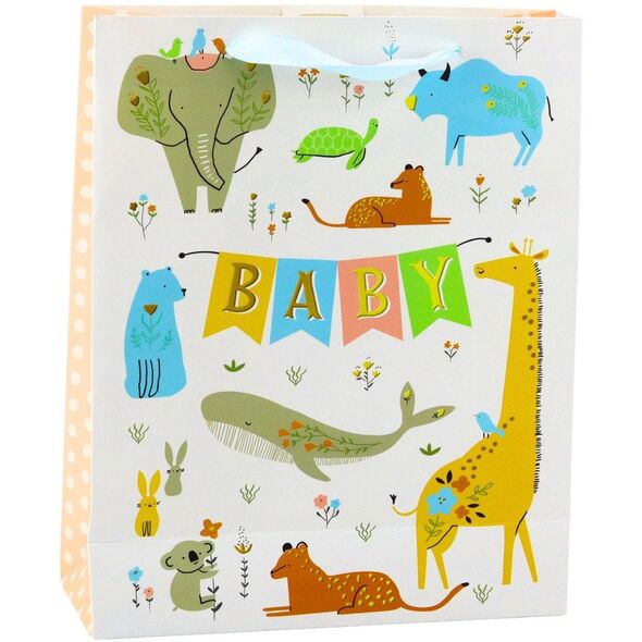 Torba Prezentowa Napis Baby Zwierzęta 32 x 26 x 10cm