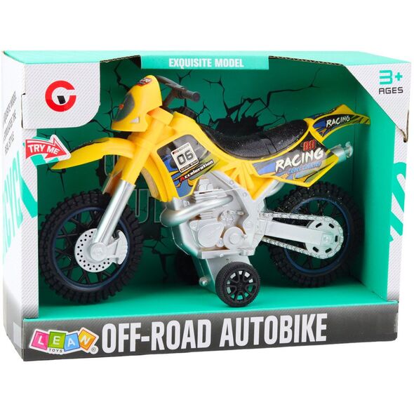 Motor Crossowy Off-Road Napęd Światła Dźwięki Żółty