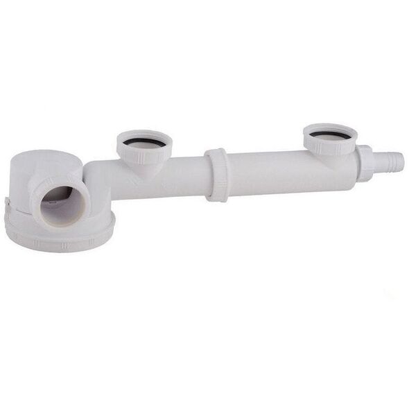Wirquin syfon zlewozmywakowy podwójny niski Espace 1 1/2" x 40 mm, bez spustu, z wyjściem do zmywarki TM200040