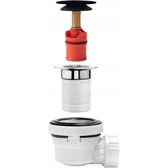 Wirquin syfon umywalkowy Nano quick-clack, czarny mat 30723978