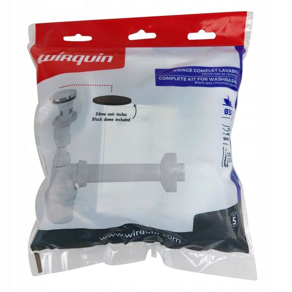 Wirquin syfon umywalkowy quick-clac z dwoma grzybkami, chrom i czarny mat 30724762