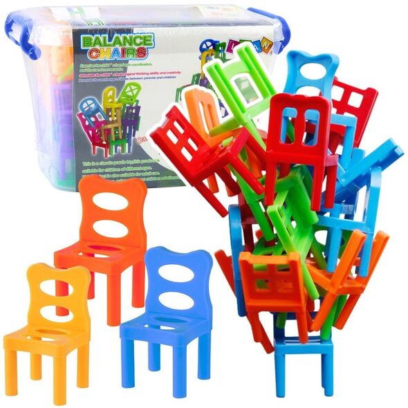 Gra Zręcznościowa Spadające Balansujące Krzesła 48 Elementów Kolorowe LEAN Toys
