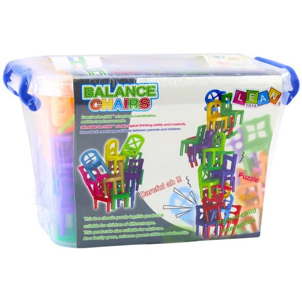 Gra Zręcznościowa Spadające Balansujące Krzesła 48 Elementów Kolorowe LEAN Toys