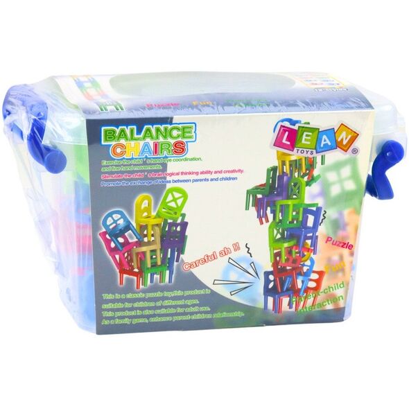 Gra Zręcznościowa Spadające Balansujące Krzesła 36 Elementów Kolorowe LEAN Toys