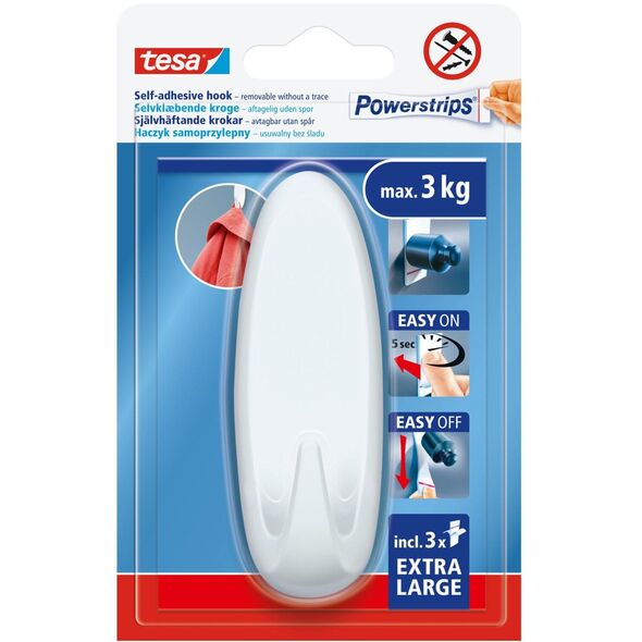 HACZYKI SAMOPRZYLEP.POWERSTRIPS 1 SZT.OWALNY DUŻY BIAŁY